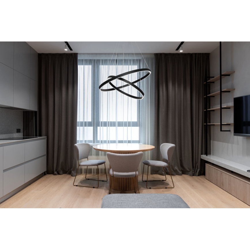 Maytoni MOD058PL-L74B3K - LED Hanglamp aan een koord RIM LED/88W/230V 3000K diameter 80 cm zwart
