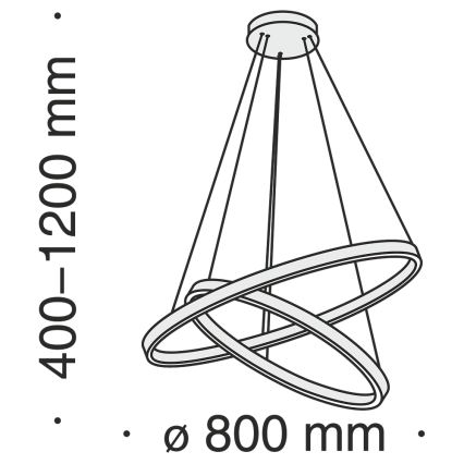 Maytoni MOD058PL-L74B3K - LED Hanglamp aan een koord RIM LED/88W/230V 3000K diameter 80 cm zwart