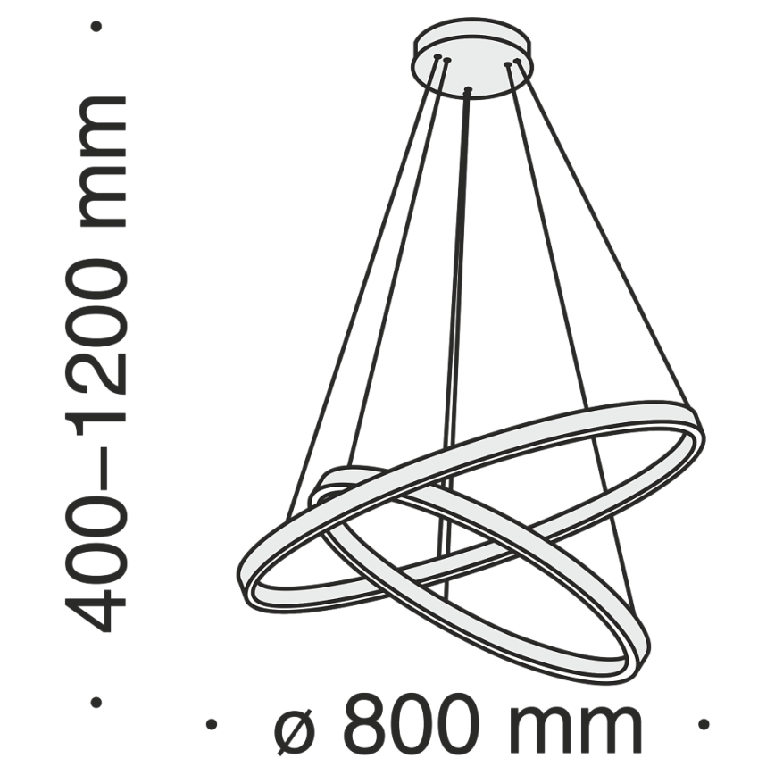 Maytoni MOD058PL-L74B3K - LED Hanglamp aan een koord RIM LED/88W/230V 3000K diameter 80 cm zwart
