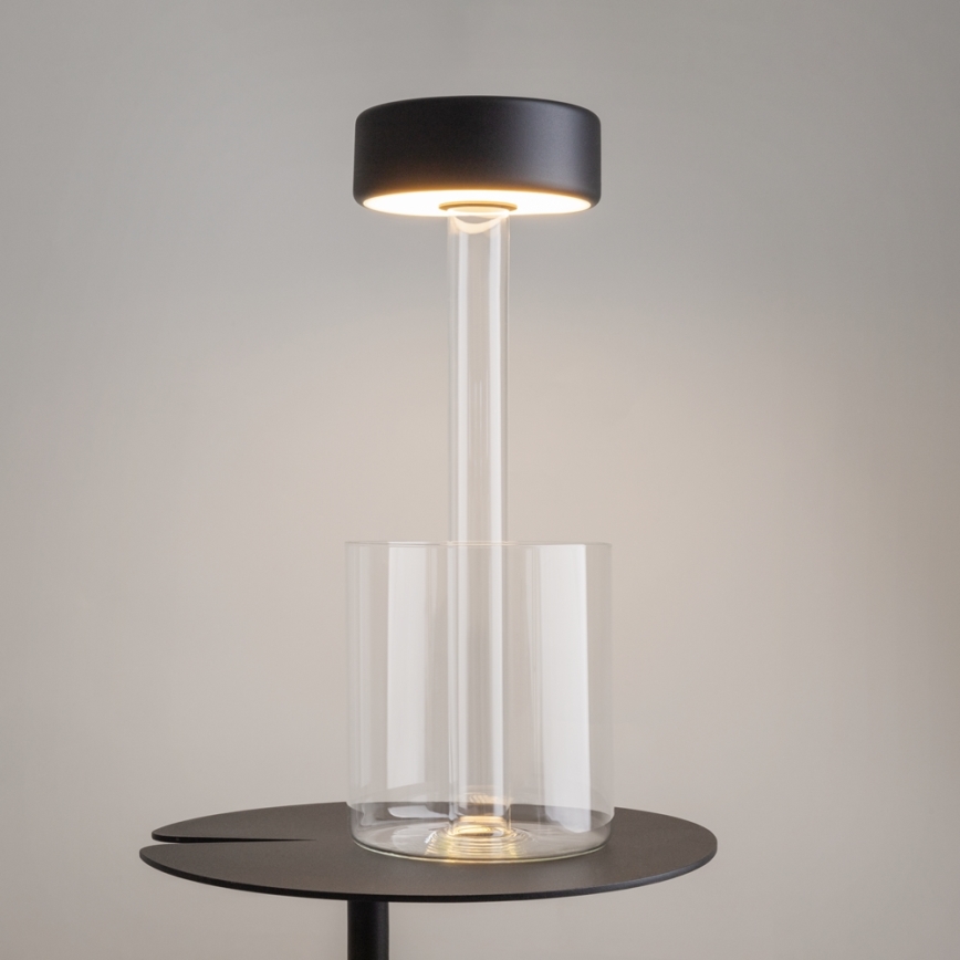 Maytoni MOD229TL-L3B3K1 - Lampe de table portable à intensité variable et rechargeable LED/3W/5V 2200-4000K noir/transparent