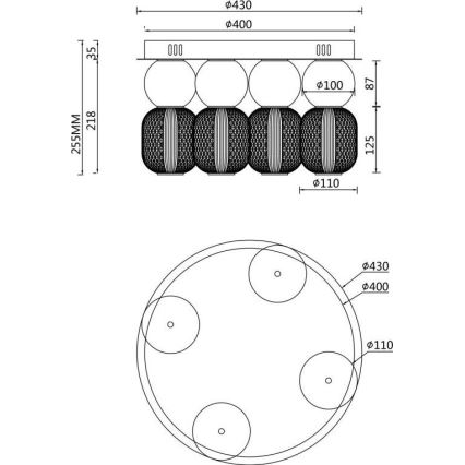 Maytoni MOD273CL-L60G3K - LED Plafondlamp DROP 4xLED/15W/230V diameter 43 cm goud