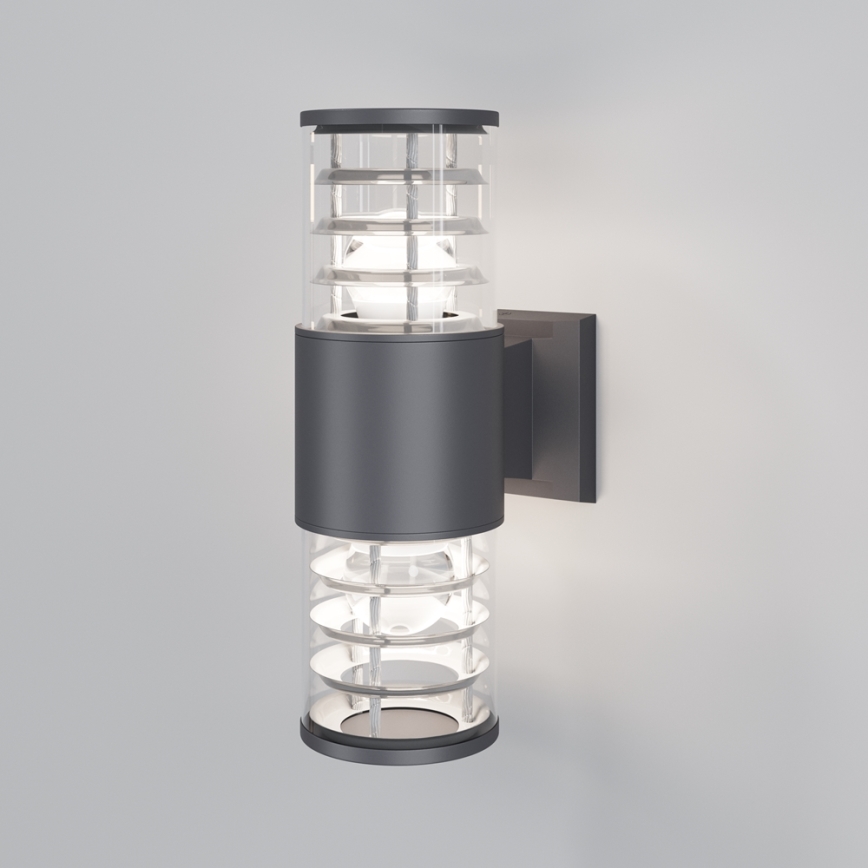 Maytoni O576WL-02GR - Wandlamp voor buiten BRONX 2xE27/60W/230V IP54 antraciet