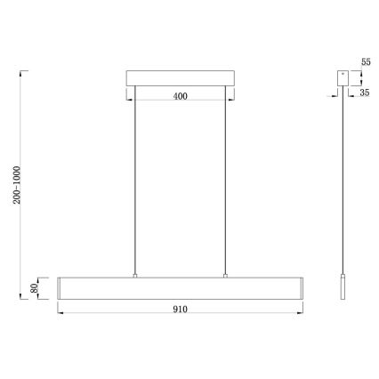 Maytoni P010PL-L23B4K - LED Hanglamp aan een koord STEP LED/23W/230V 4000K 91 cm zwart