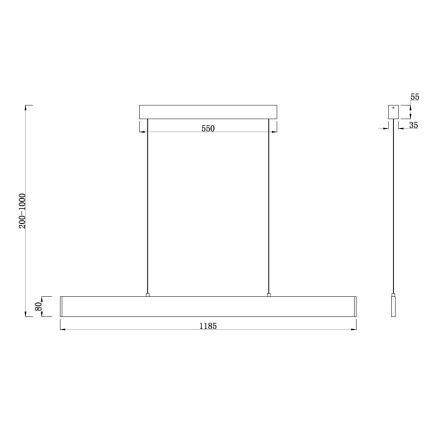 Maytoni P010PL-L30B4K - LED Hanglamp aan een koord STEP LED/30W/230V 4000K 118,5 cm zwart