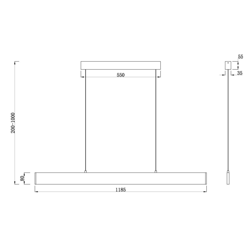 Maytoni P010PL-L30B4K - LED Hanglamp aan een koord STEP LED/30W/230V 4000K 118,5 cm zwart