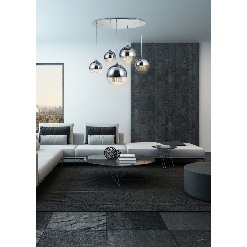 Maytoni P140-PL-170-5-N - Hanglamp aan een koord FERMI 5xE27/60W/230V glanzend chroom