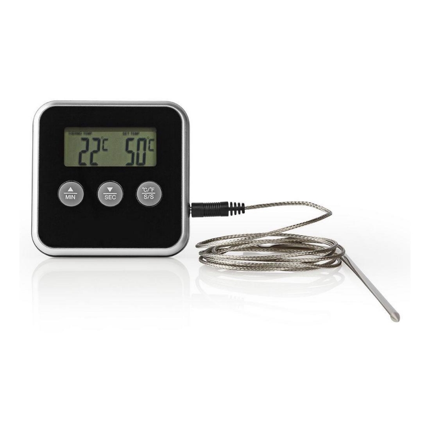 Meat thermometer with digital display and timer 0-250 °C 1xAAA