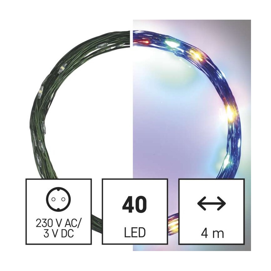 Meerdere kleuren LED Kerst buitenketting 40x LED / 9m IP44