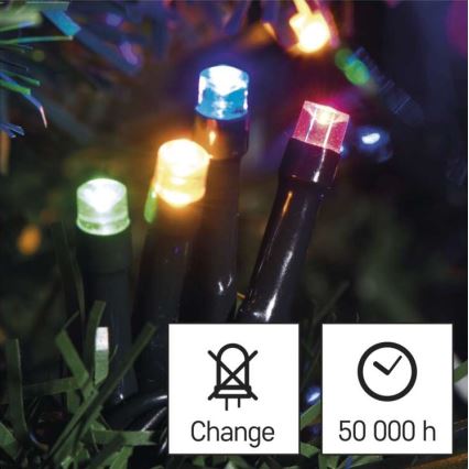 Meerdere Kleuren LED Kerst buitenketting 80x LED / 13m IP44