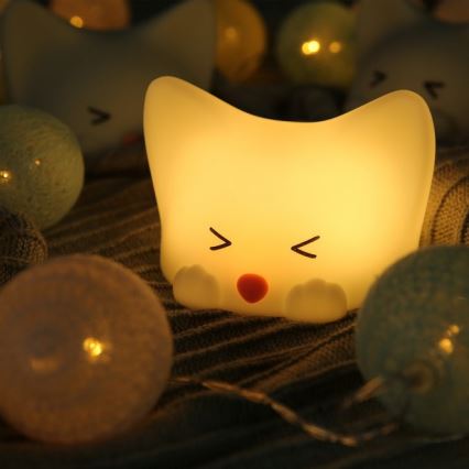 MegaLight - LED RGB Dimbaar oplaadbaar kinder aanraken lamp CATTY CAT LED/5V