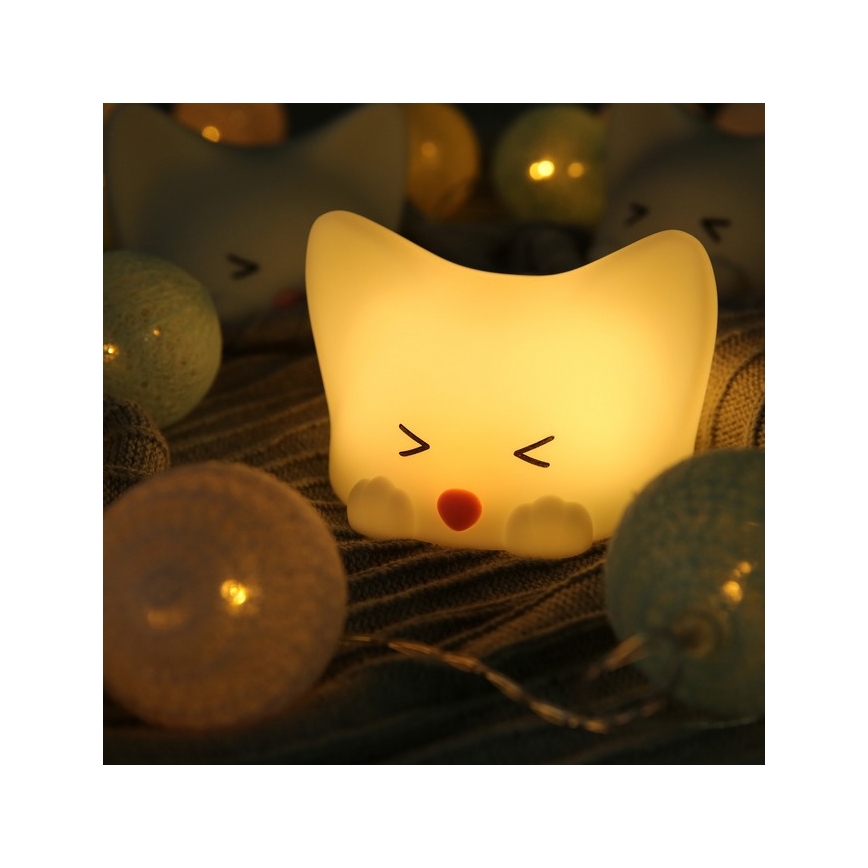 MegaLight - LED RGB Dimbaar oplaadbaar kinder aanraken lamp CATTY CAT LED/5V