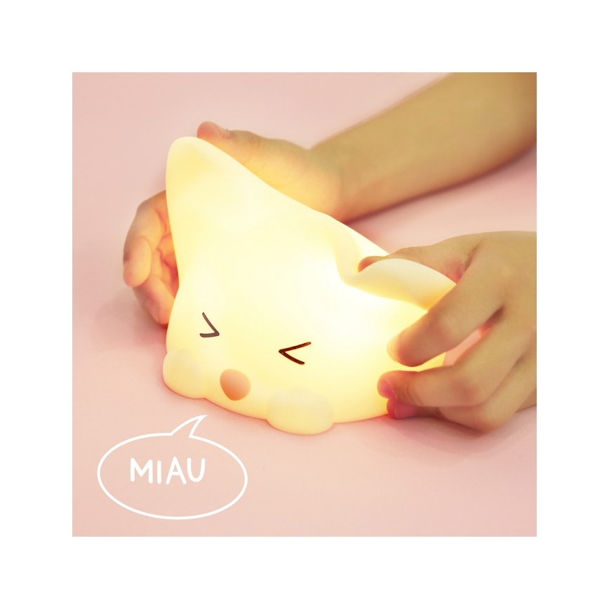 MegaLight - LED RGB Dimbaar oplaadbaar kinder aanraken lamp CATTY CAT LED/5V