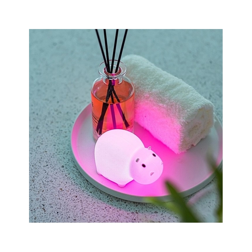 MegaLight - LED RGB Oplaadbaar kinder aanraken badlamp SWIMMY HIPPO LED/5V IP67