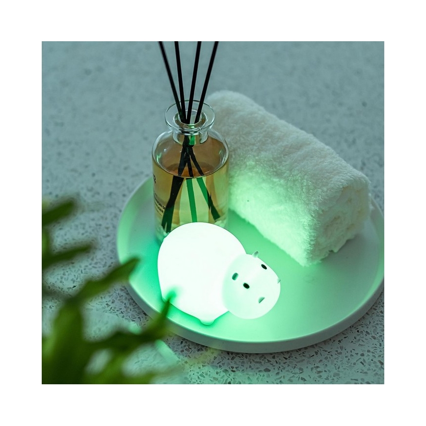 MegaLight - LED RGB Oplaadbaar kinder aanraken badlamp SWIMMY HIPPO LED/5V IP67