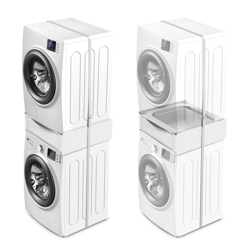 Meliconi 656112 - Tussenstuk voor wasmachine en droger met uittrekbare opberglade 28 l, wit