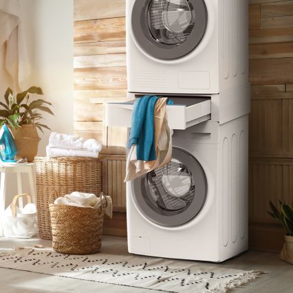 Meliconi 656112 - Tussenstuk voor wasmachine en droger met uittrekbare opberglade 28 l, wit