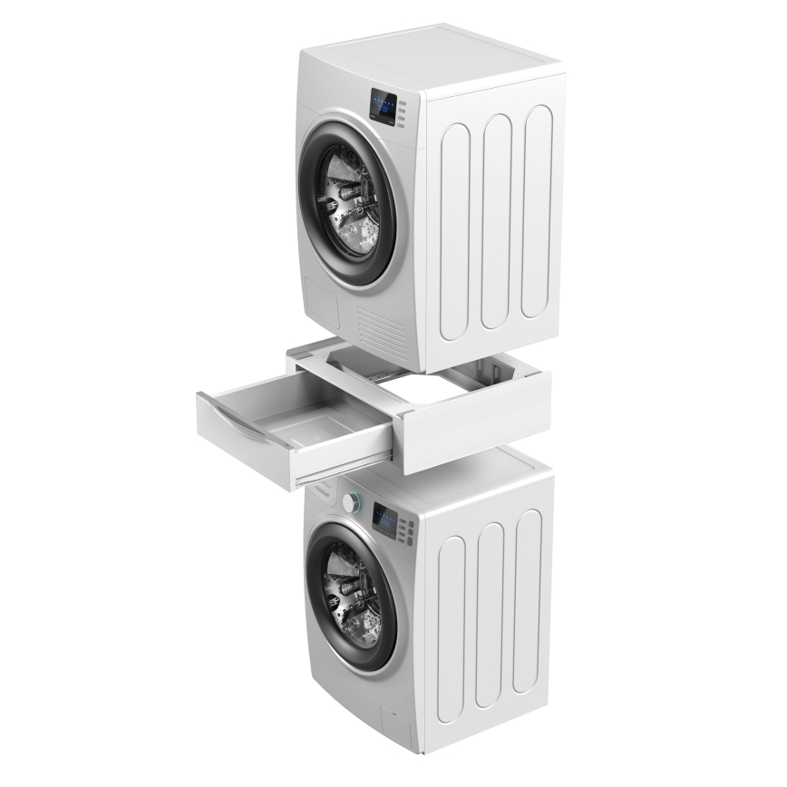 Meliconi 656112 - Tussenstuk voor wasmachine en droger met uittrekbare opberglade 28 l, wit