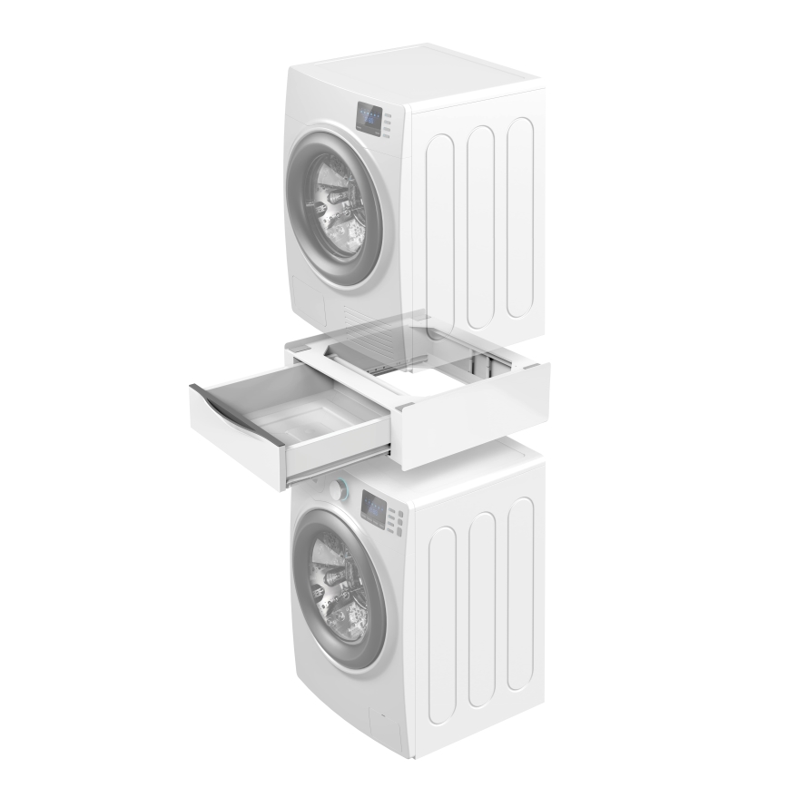 Meliconi 656112 - Tussenstuk voor wasmachine en droger met uittrekbare opberglade 28 l, wit