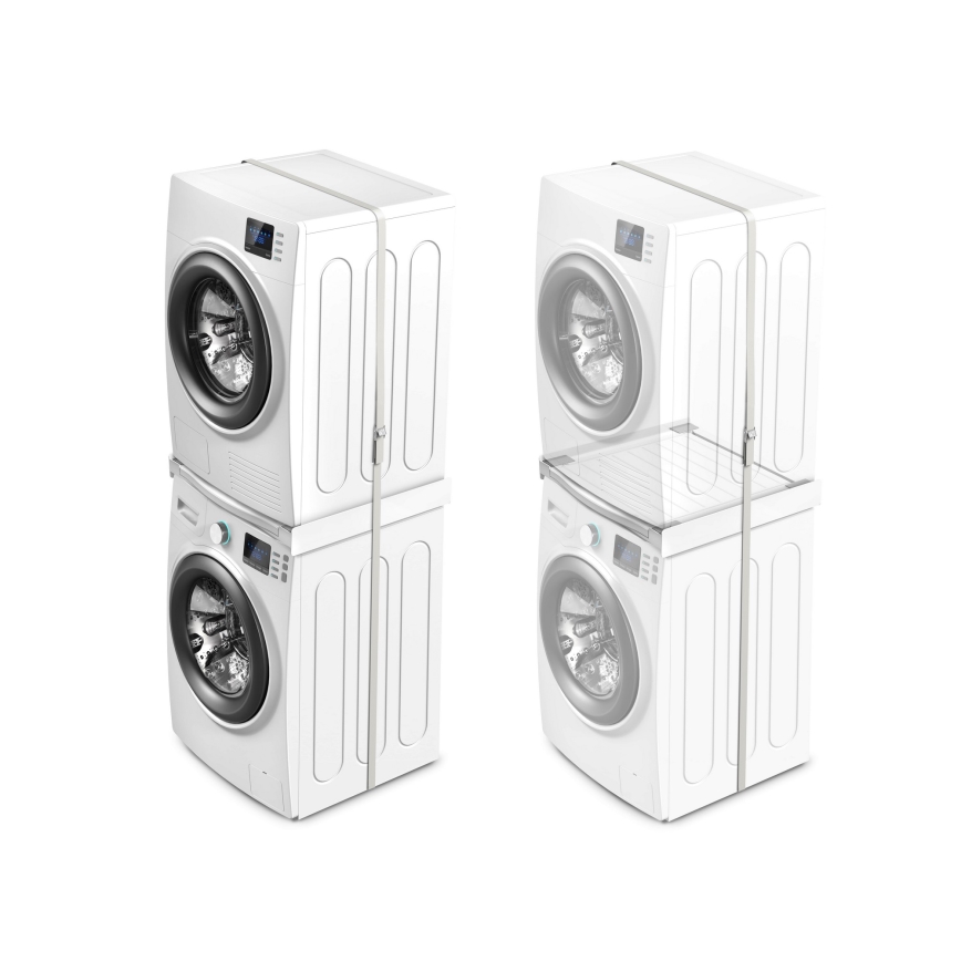 Meliconi 656113 - Socle pour lave-linge et sèche-linge avec tiroir coulissant, 70 cm, blanc