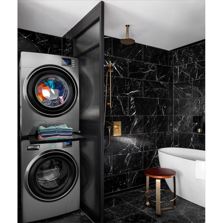 Meliconi 656136 - Socle pour lave-linge et sèche-linge avec tiroir coulissant 60 cm, noir