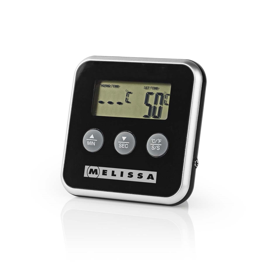 Melissa - Thermomètre à viande avec écran numérique et minuteur 0-250 °C 1xAAA