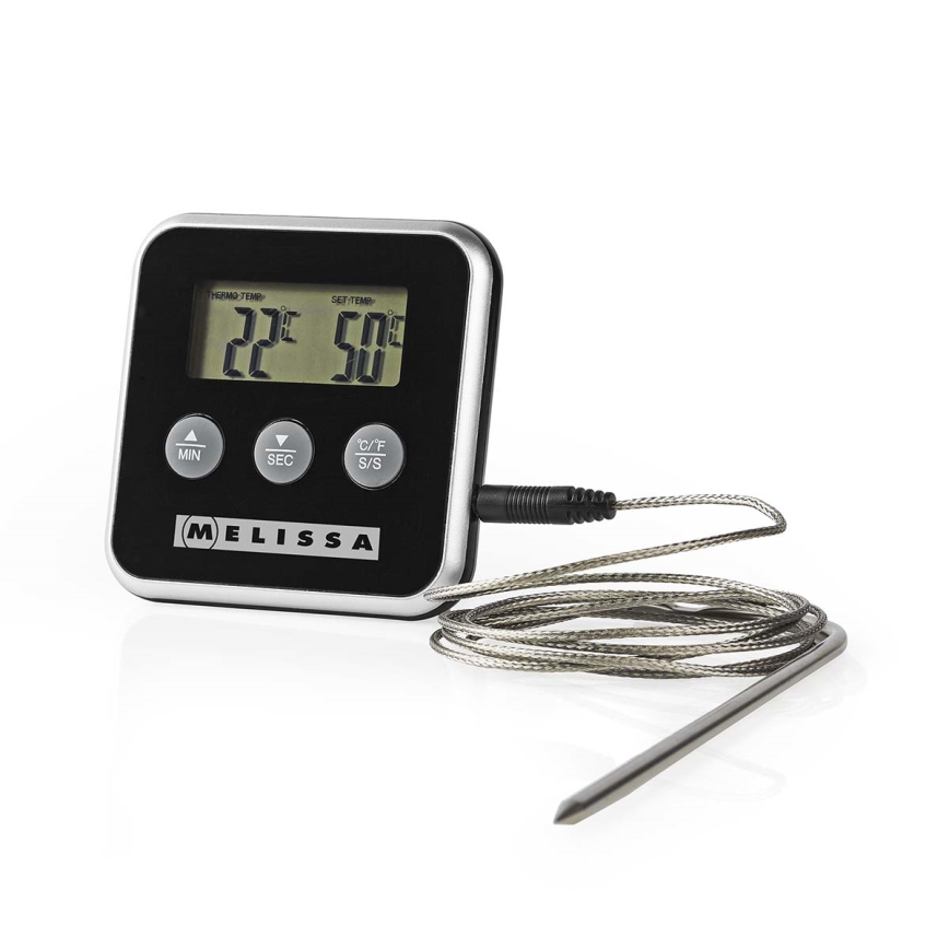 Melissa - Thermomètre à viande avec écran numérique et minuteur 0-250 °C 1xAAA
