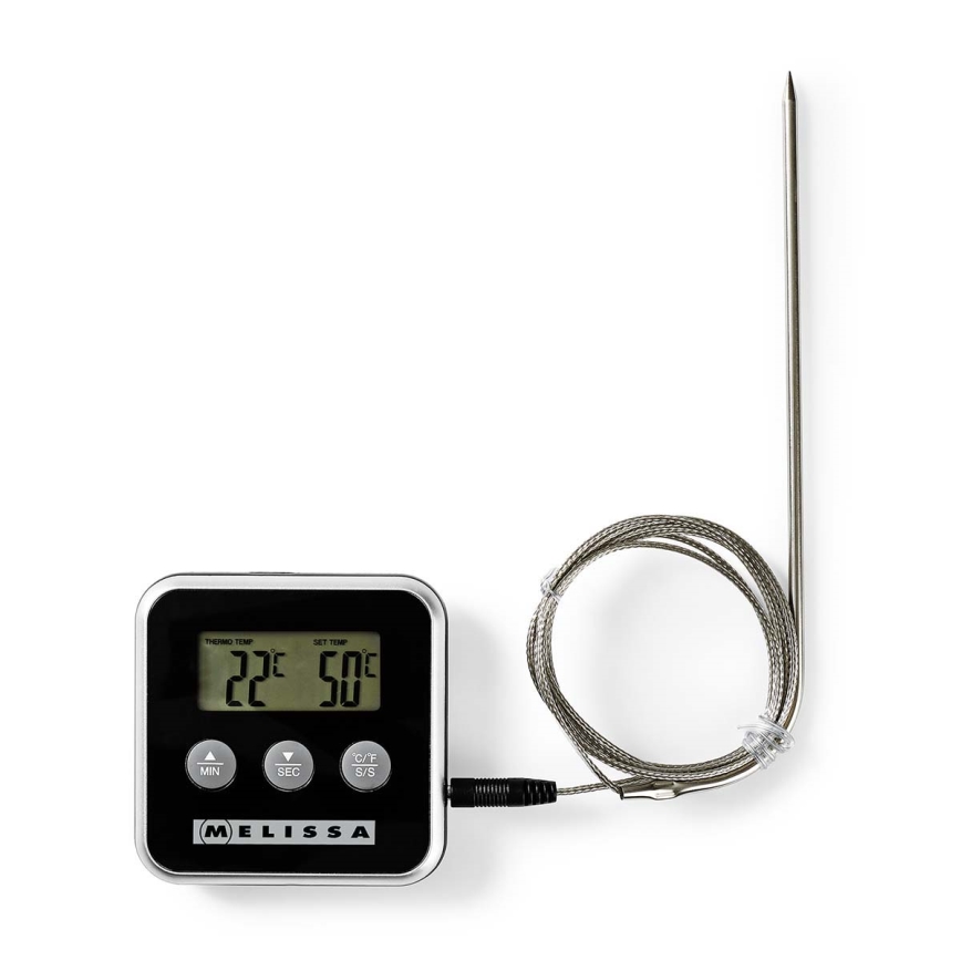 Melissa - Thermomètre à viande avec écran numérique et minuteur 0-250 °C 1xAAA