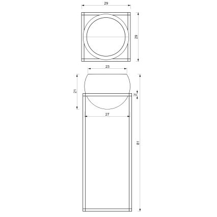 Metalen bloempot 81,3x29 cm zwart