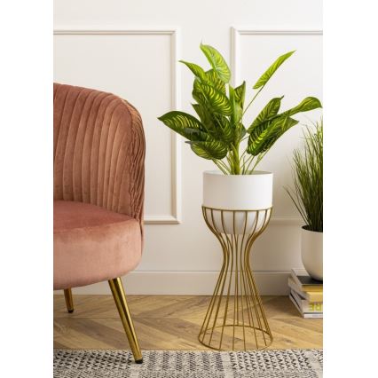 Metalen bloempot LOFT 46x20 cm goud/wit