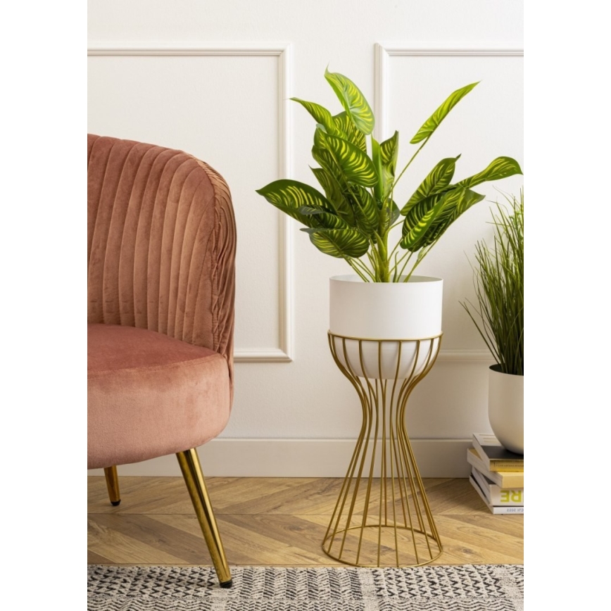 Metalen bloempot LOFT 46x20 cm goud/wit