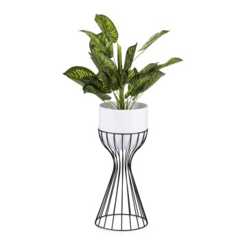 Metalen bloempot LOFT 46x20 cm zwart/wit