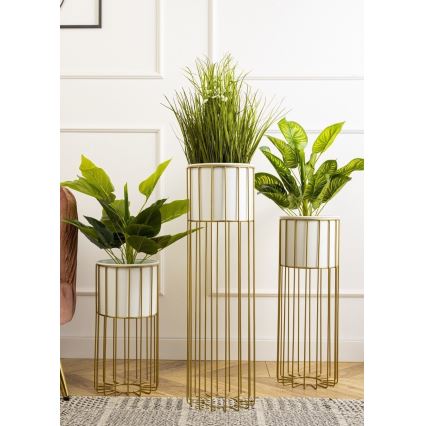 Metalen bloempot LOFT 70x20 cm goud/wit