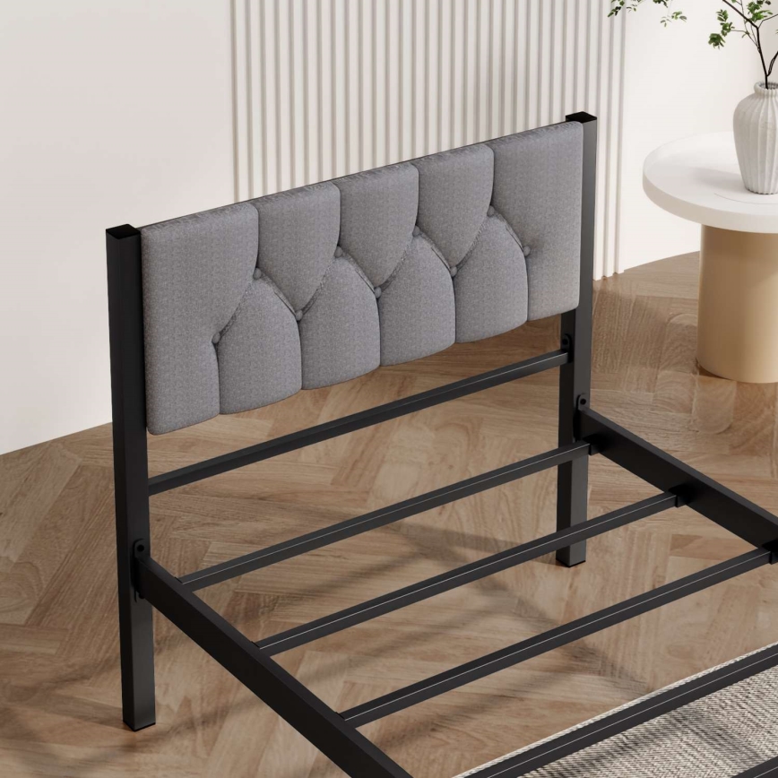 Metalen eenpersoonsbed KAROM 90x200 cm grijs draagvermogen 120 kg