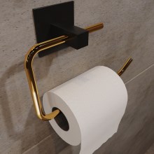 Metalen toiletrolhouder 8x16 cm zwart/goud