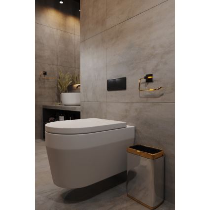 Metalen toiletrolhouder 8x16 cm zwart/goud