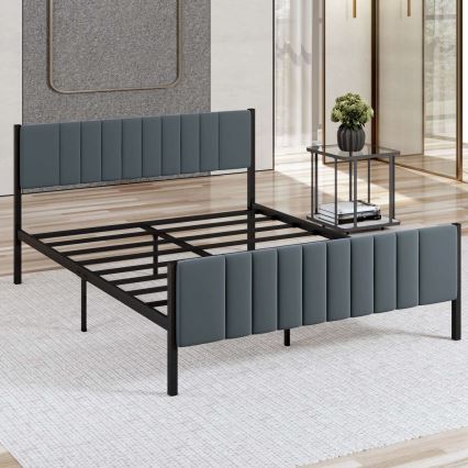 Metalen tweepersoonsbed LUNOR 120x200 cm, antraciet, maximaal draagvermogen 120 kg