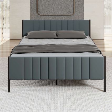 Metalen tweepersoonsbed LUNOR 120x200 cm, antraciet, maximaal draagvermogen 120 kg
