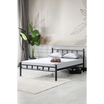 Metalen tweepersoonsbed ORMEL 120x200 cm, zwart, draagvermogen 120 kg