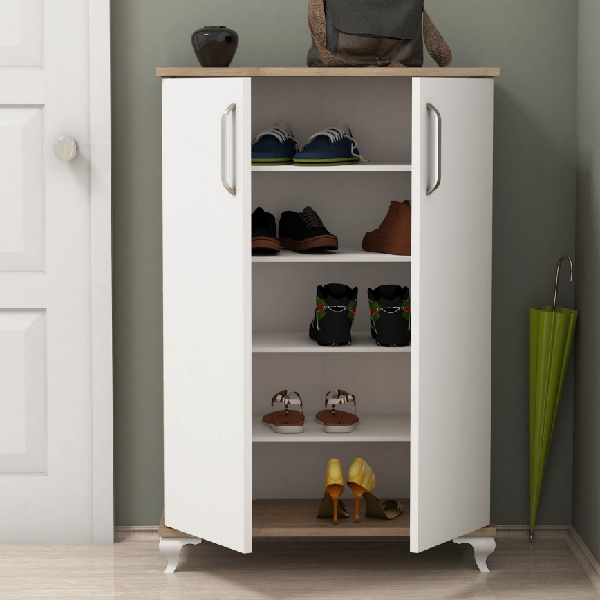 Meuble à chaussures ASTA 100x72 cm blanc/beige