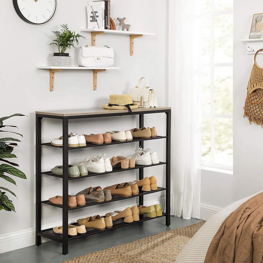 Meuble à chaussures DAVOR gris/noir