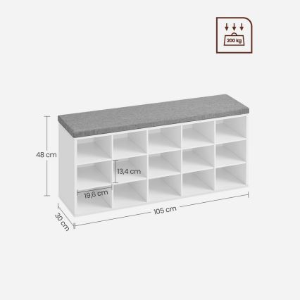 Meuble à chaussures VOREN blanc/gris
