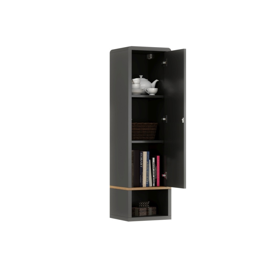 Meuble avec étagère ouverte FRED anthracite/chêne artisan