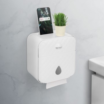 Meuble avec porte-rouleau de papier toilette 22 x 20,5 cm blanc