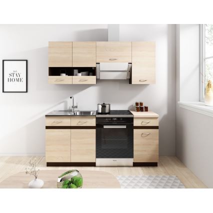 Meuble de cuisine VALERIA 180 cm brun/chêne Sonoma