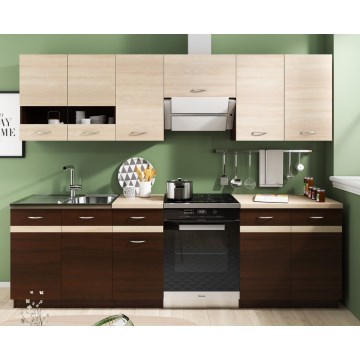 Meuble de cuisine VALERIA 240 cm chêne sonoma/marron