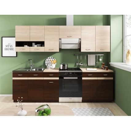 Meuble de cuisine VALERIA 240 cm chêne sonoma/marron