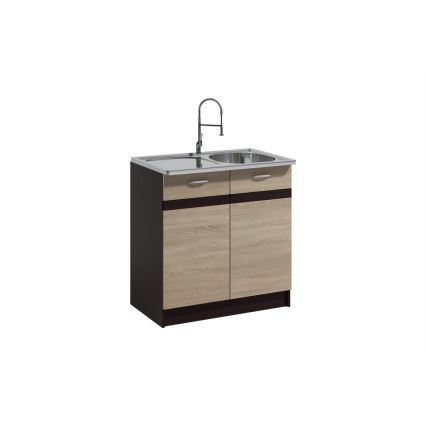 Meuble de cuisine VALERIA 240 cm marron/chêne sonoma
