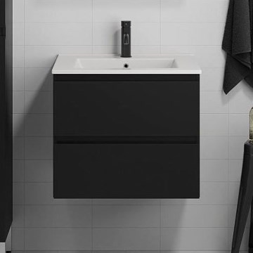 Meuble de salle de bain avec vasque CONOR 61 cm noir