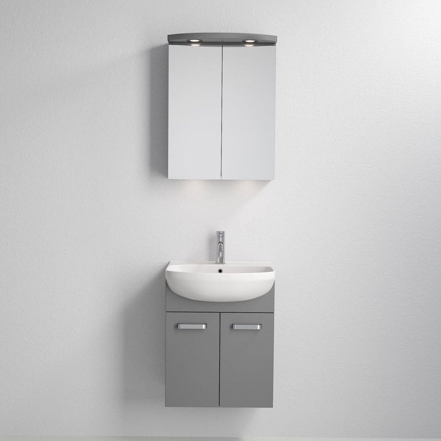 Meuble de salle de bains ASTRID avec lavabo + armoire-miroir LED 4xLED/4,3W/230V IP44 gris