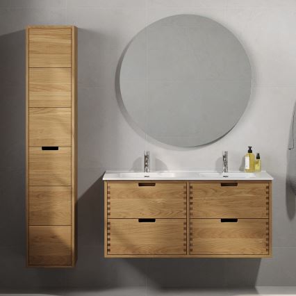 Meuble de salle de bains avec lavabo GRIBSKOV 120 cm beige/chêne/blanc